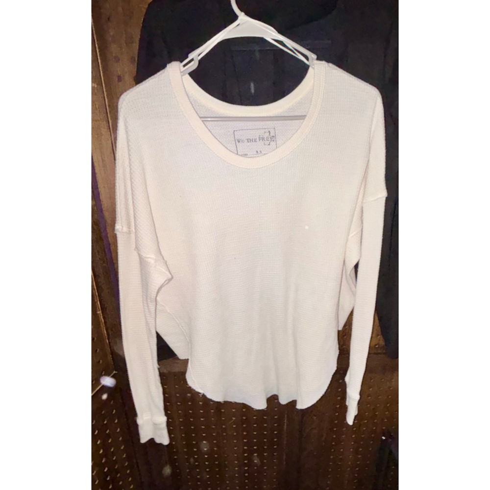 Free People Ringer Buttery Soft Waffle Knit Slouchy Crop Boho Long Sleeve Top XS - Picture 5 of 8